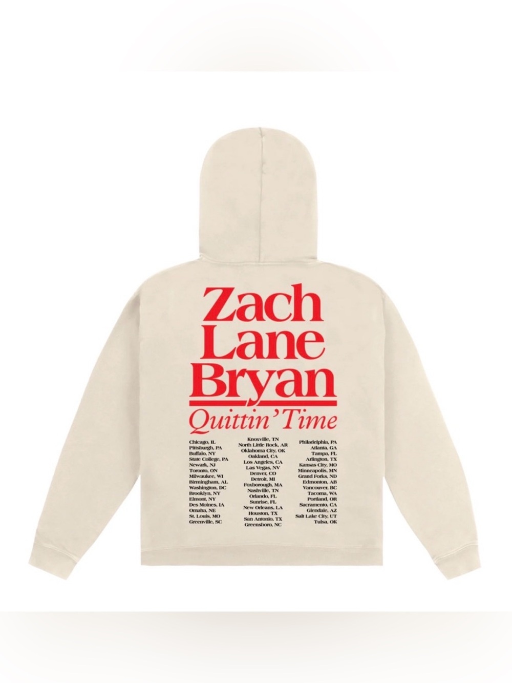 Zach Bryan Cream Hoodie quittin time XL